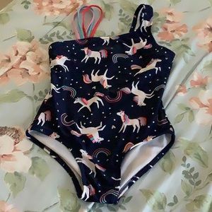 Cat and jack swimsuit navy blue with unicorns, pink white red med (8) 🦄